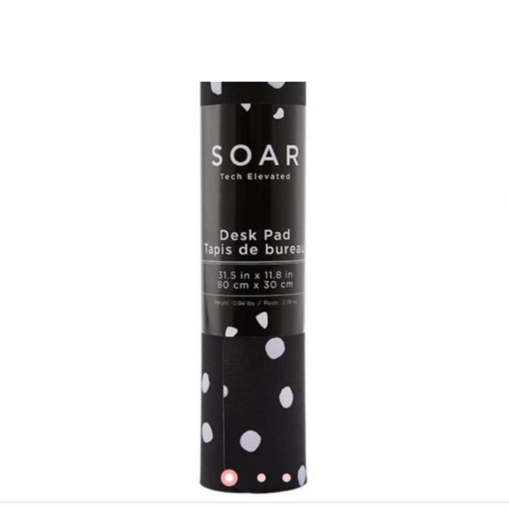 Black and white polka dot desk pad.